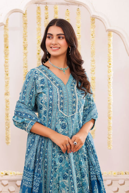 Blue Pure Cotton Traditional Kurti