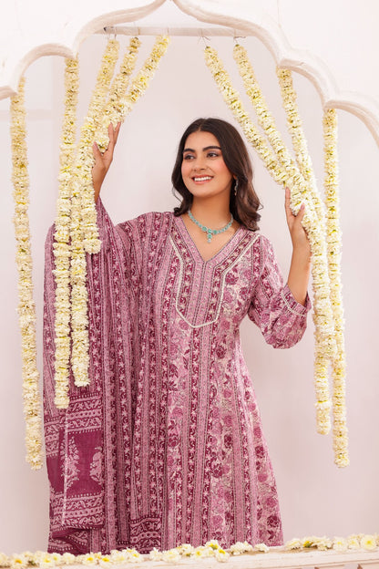 Pink Pure Cotton Embroidered work Kurti