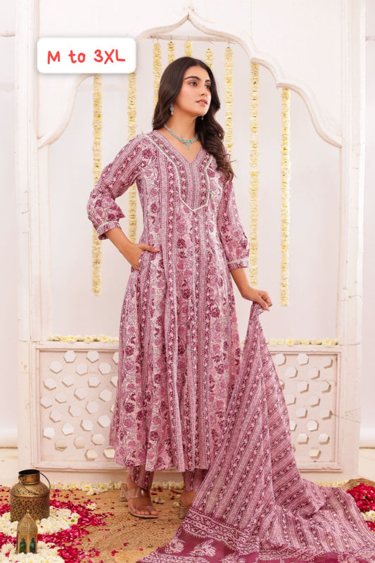 Pink Pure Cotton Embroidered work Kurti