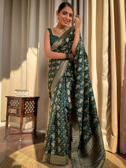 Green Pure Banarasi Silk Saree