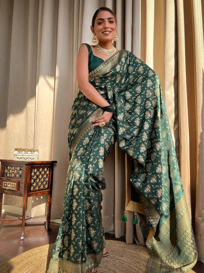 Green Pure Banarasi Silk Saree