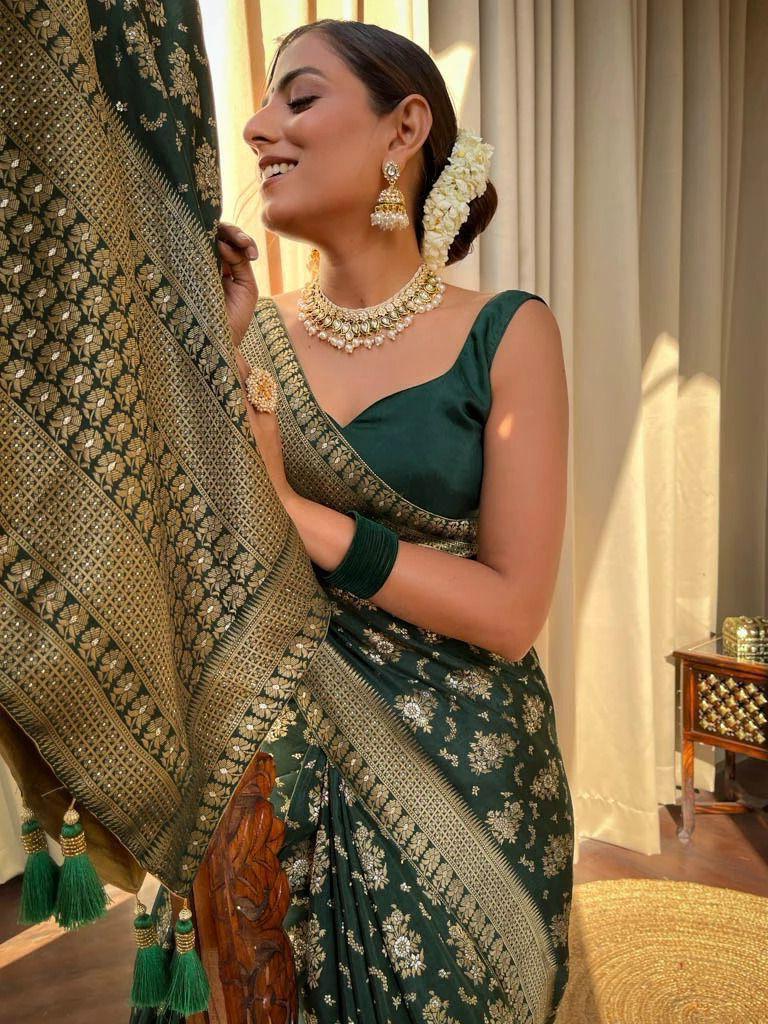 Green Pure Banarasi Silk Saree