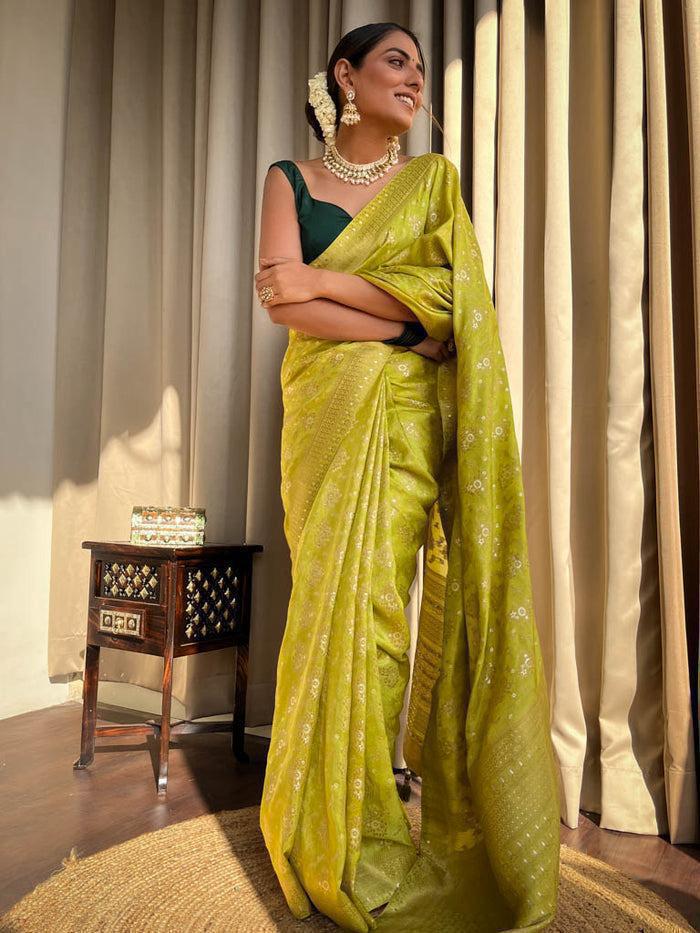 Yellow Tradtional Soft Banarasi Silk Saree
