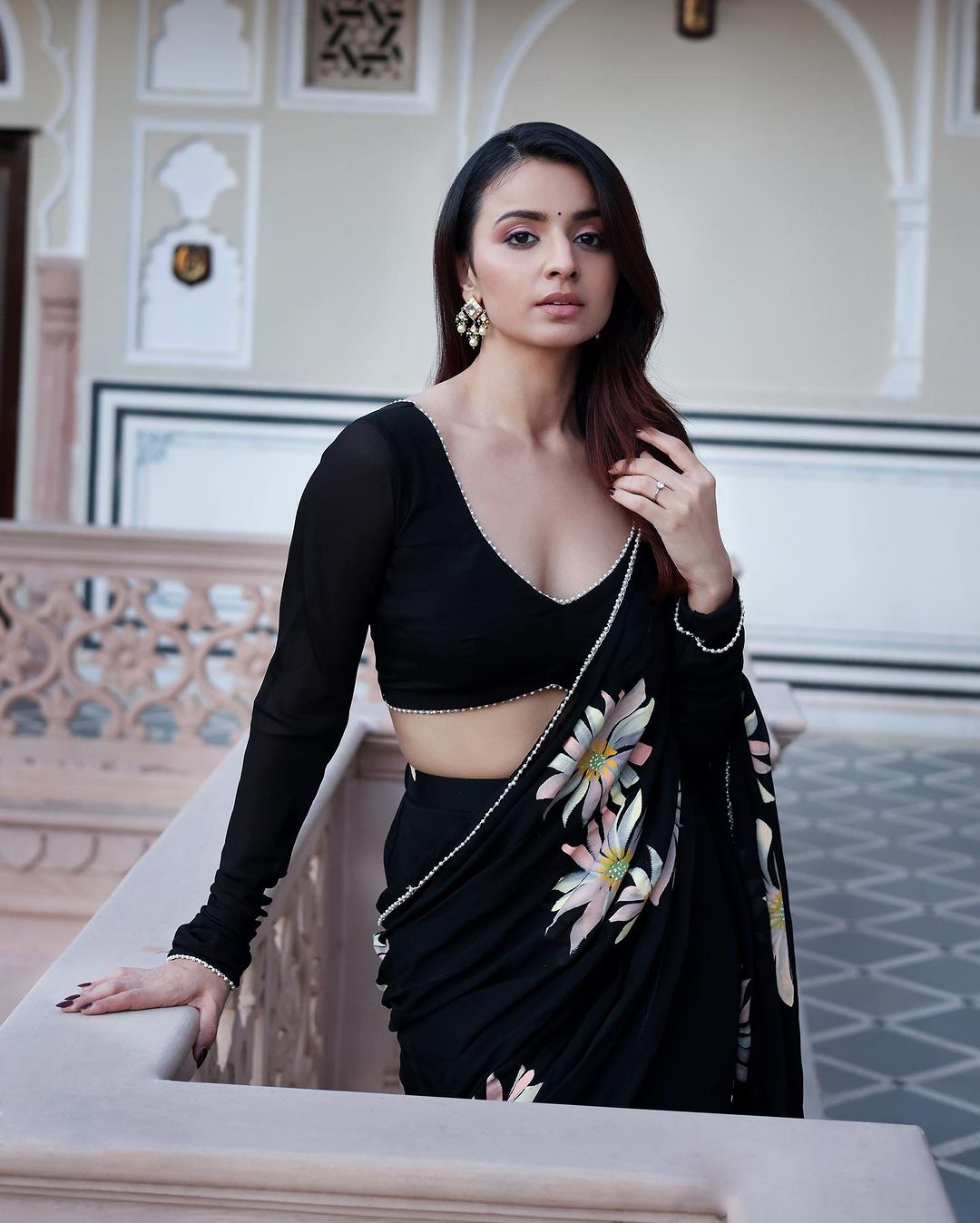 Black Digital Printed Lehenga Saree