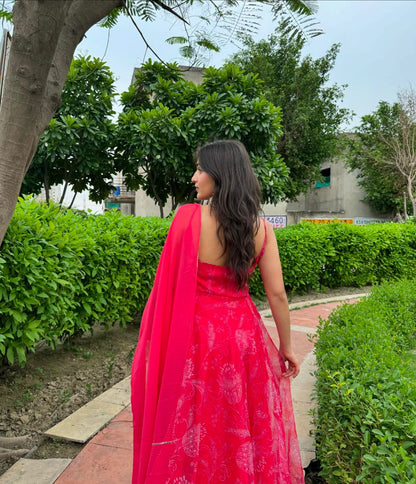 Pink Premium Digital Printed Anarkali Suit