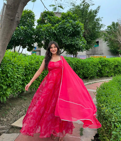 Pink Premium Digital Printed Anarkali Suit