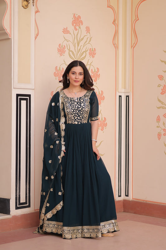Rama Rich Embroidered Zari work Gown