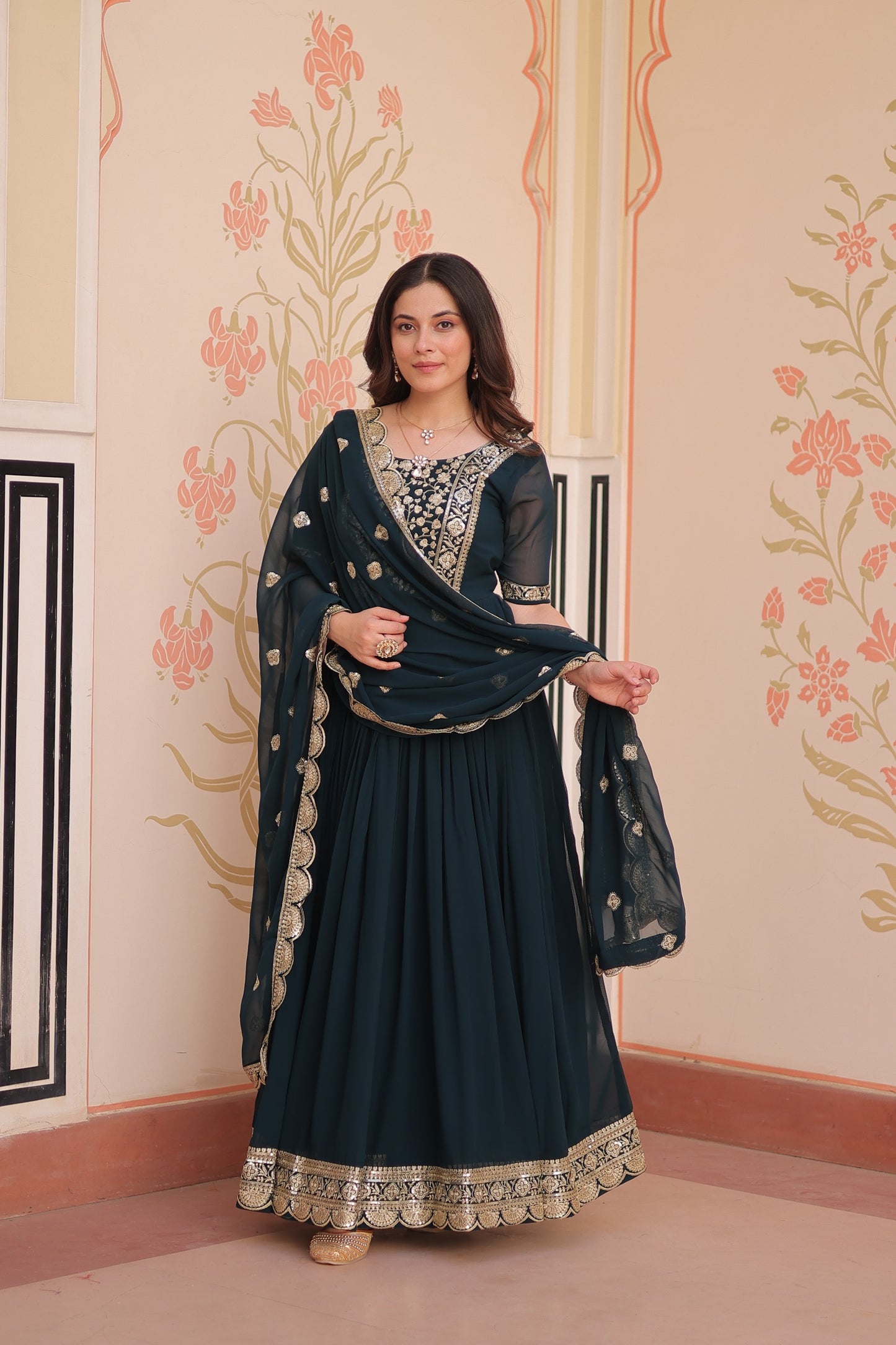 Rama Rich Embroidered Zari work Gown