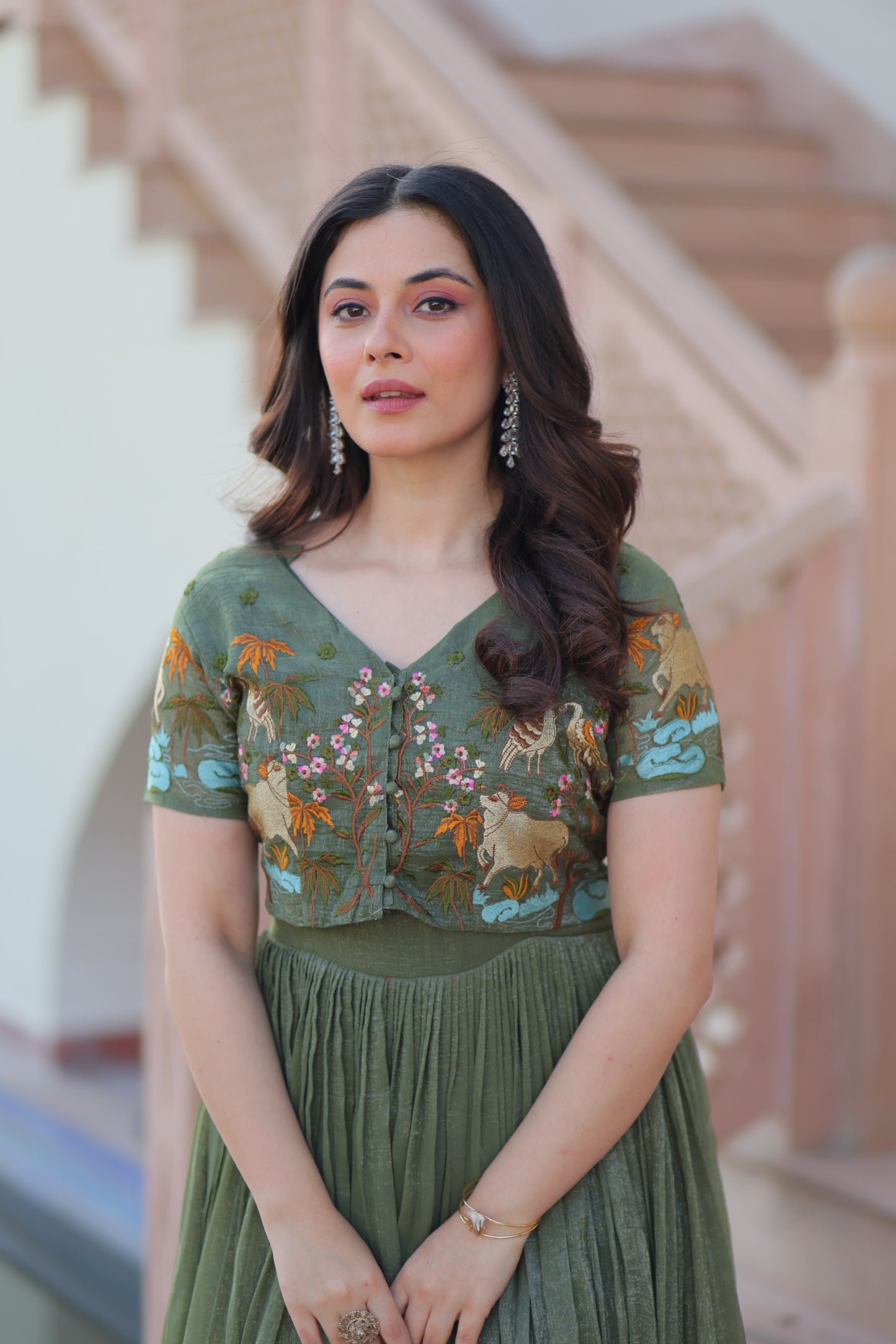 Skyparrow Silver Crunchy Gown with Koti