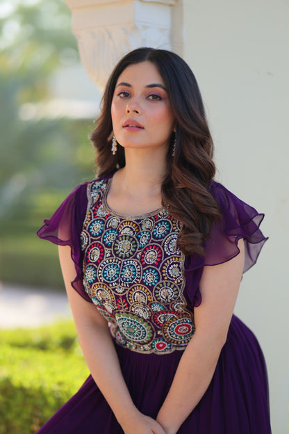 Purple Designer Blooming Rich Gown