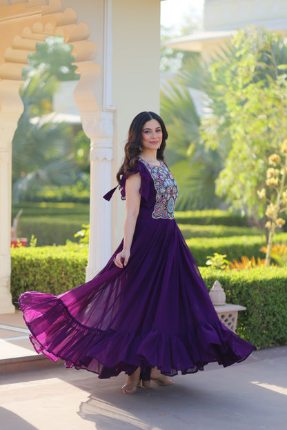 Purple Designer Blooming Rich Gown