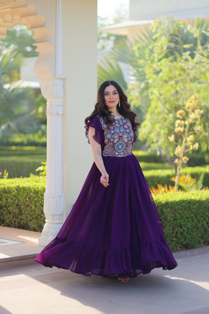 Purple Designer Blooming Rich Gown