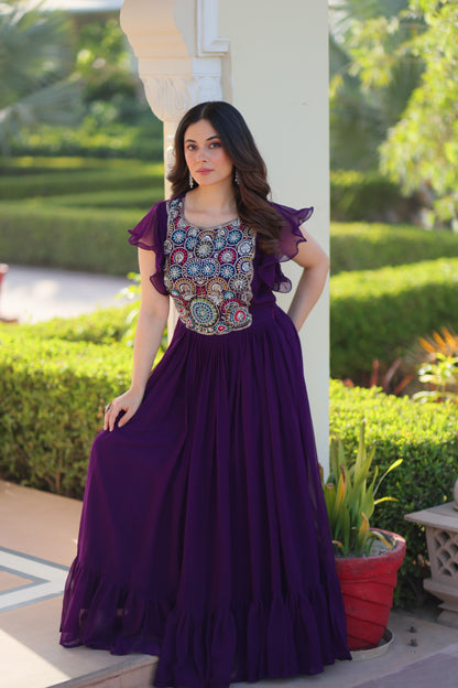 Purple Designer Blooming Rich Gown
