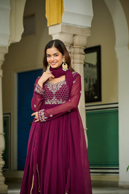 Wine Premium Designer Readymade Gown