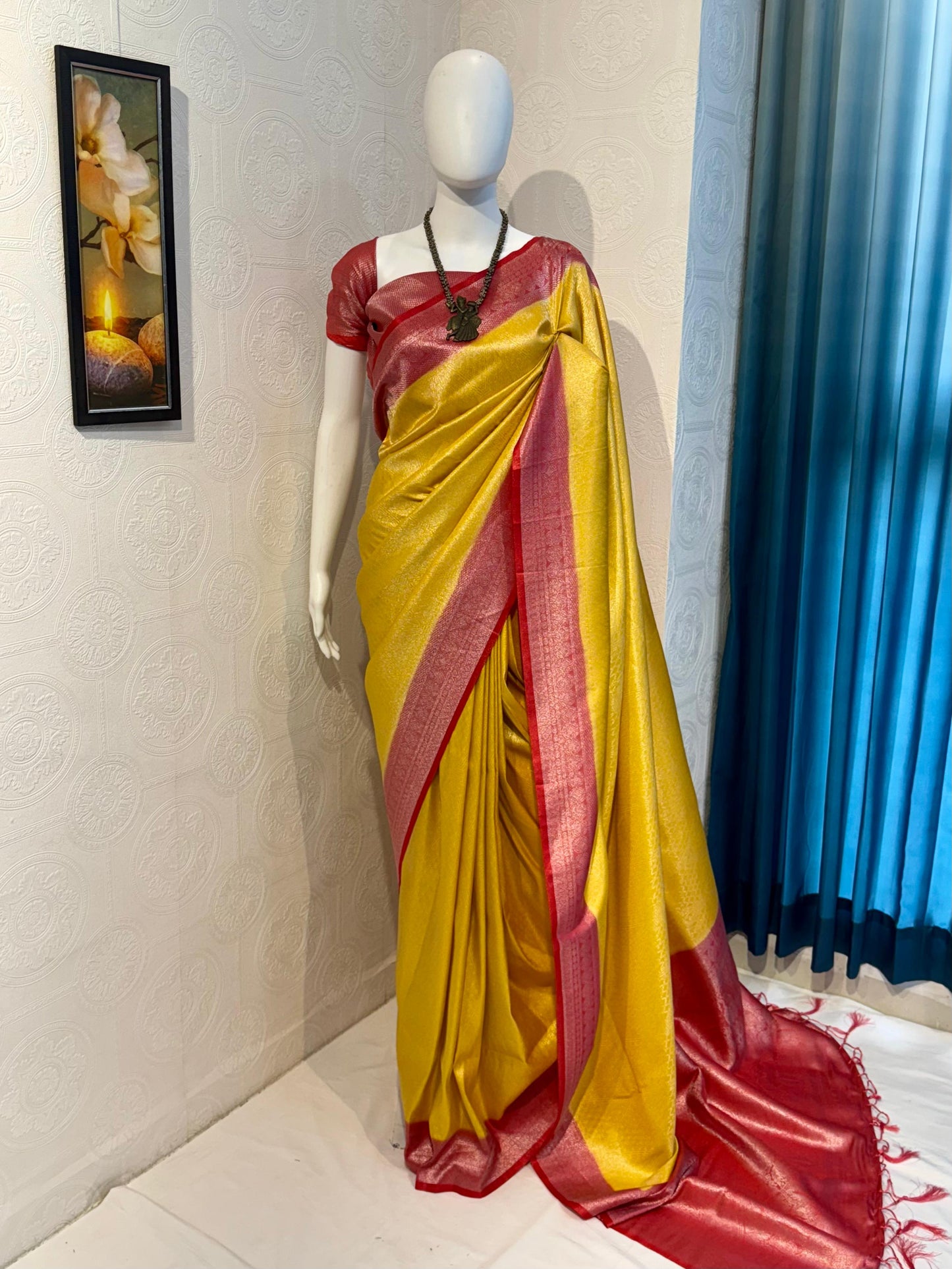 Yellow Beautiful Soft Silk Saree