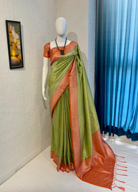 Green Traditional with Modern Saree