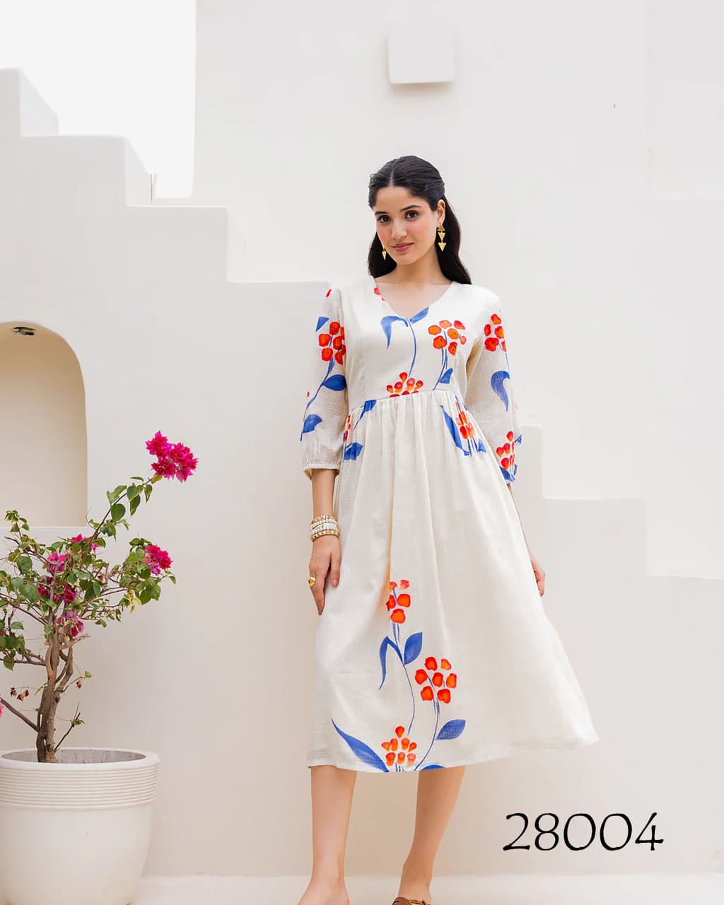 Beautiful Printed Kota Checks Lining Short Dress