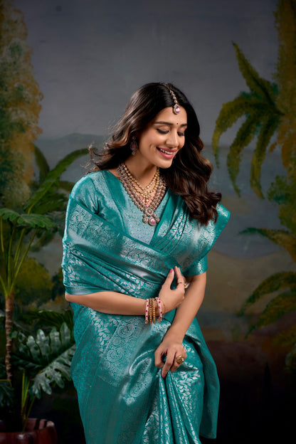 Blue Premium Soft Kanjivaram Silk Saree