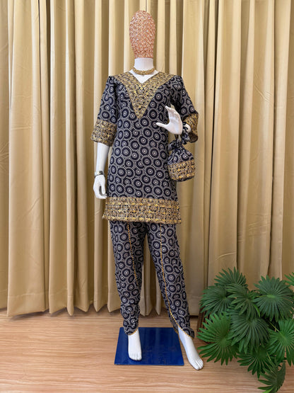 Blue Embroidery Beautiful Work Cord Set