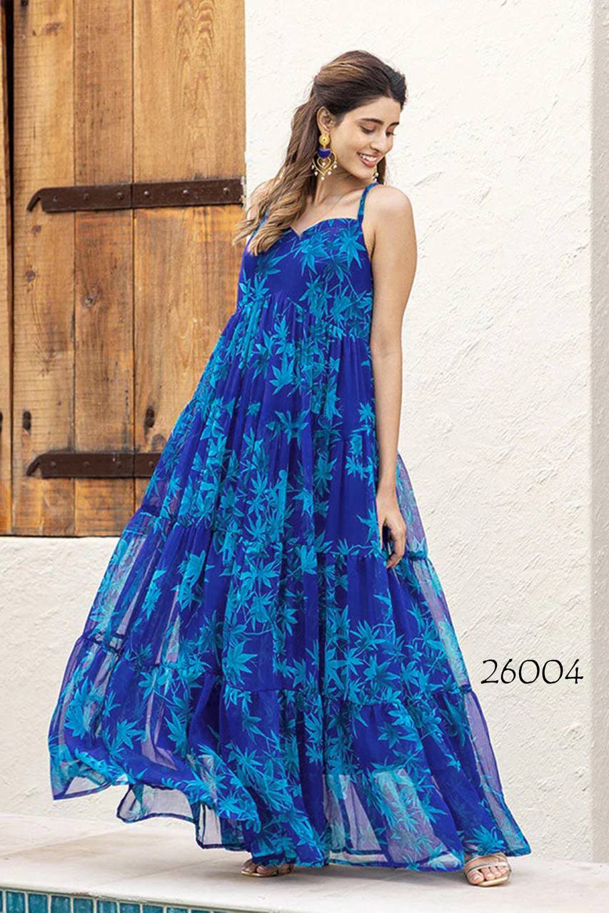 Royal Blue Elegant Floral One Piece Dress