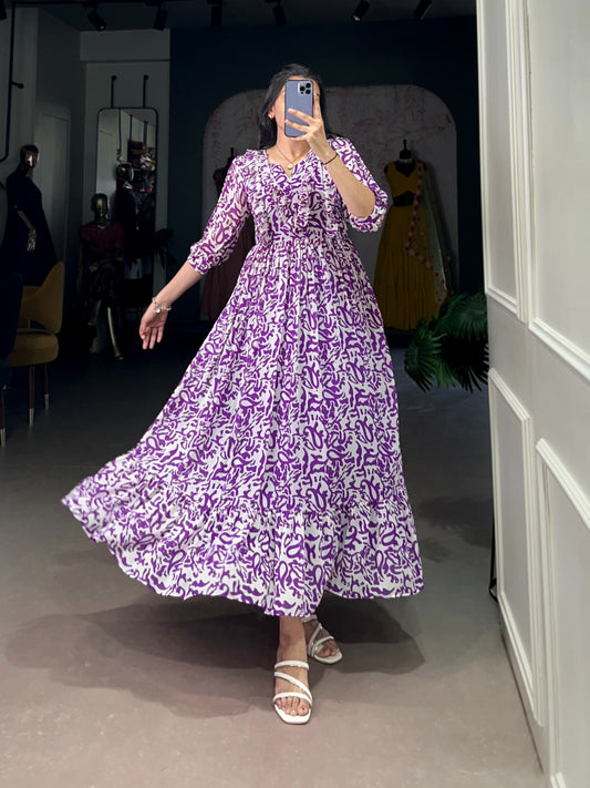 Purple Beautifull Soft Georgette Frock