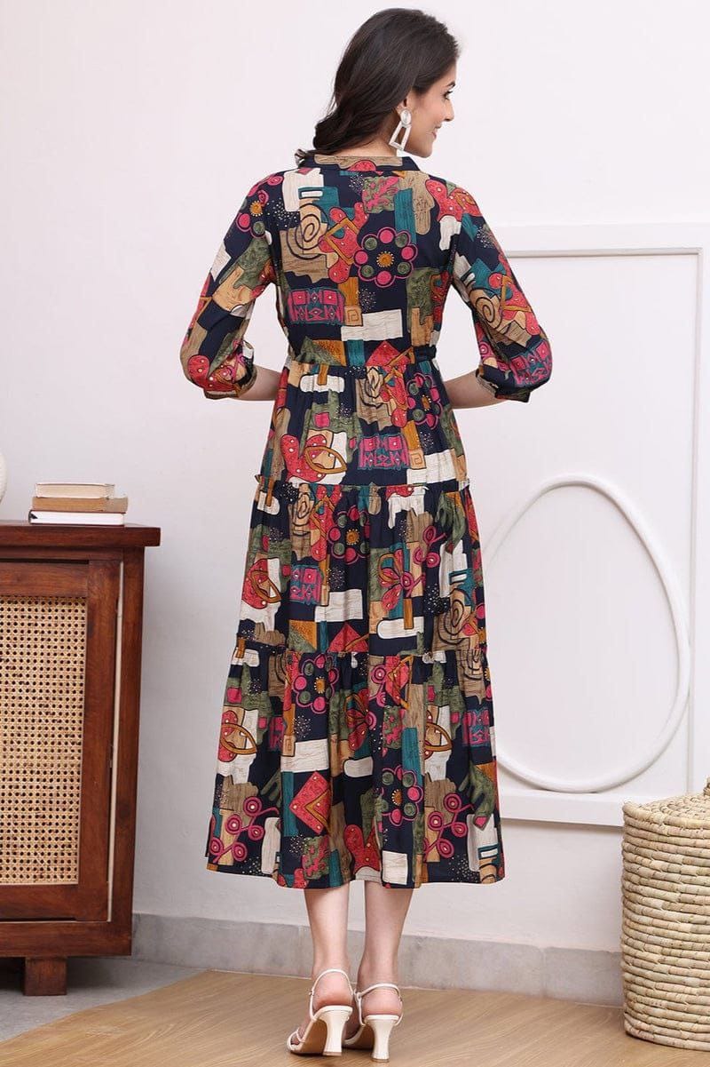 Multi Colour Elegant Floral Printed Design Frock