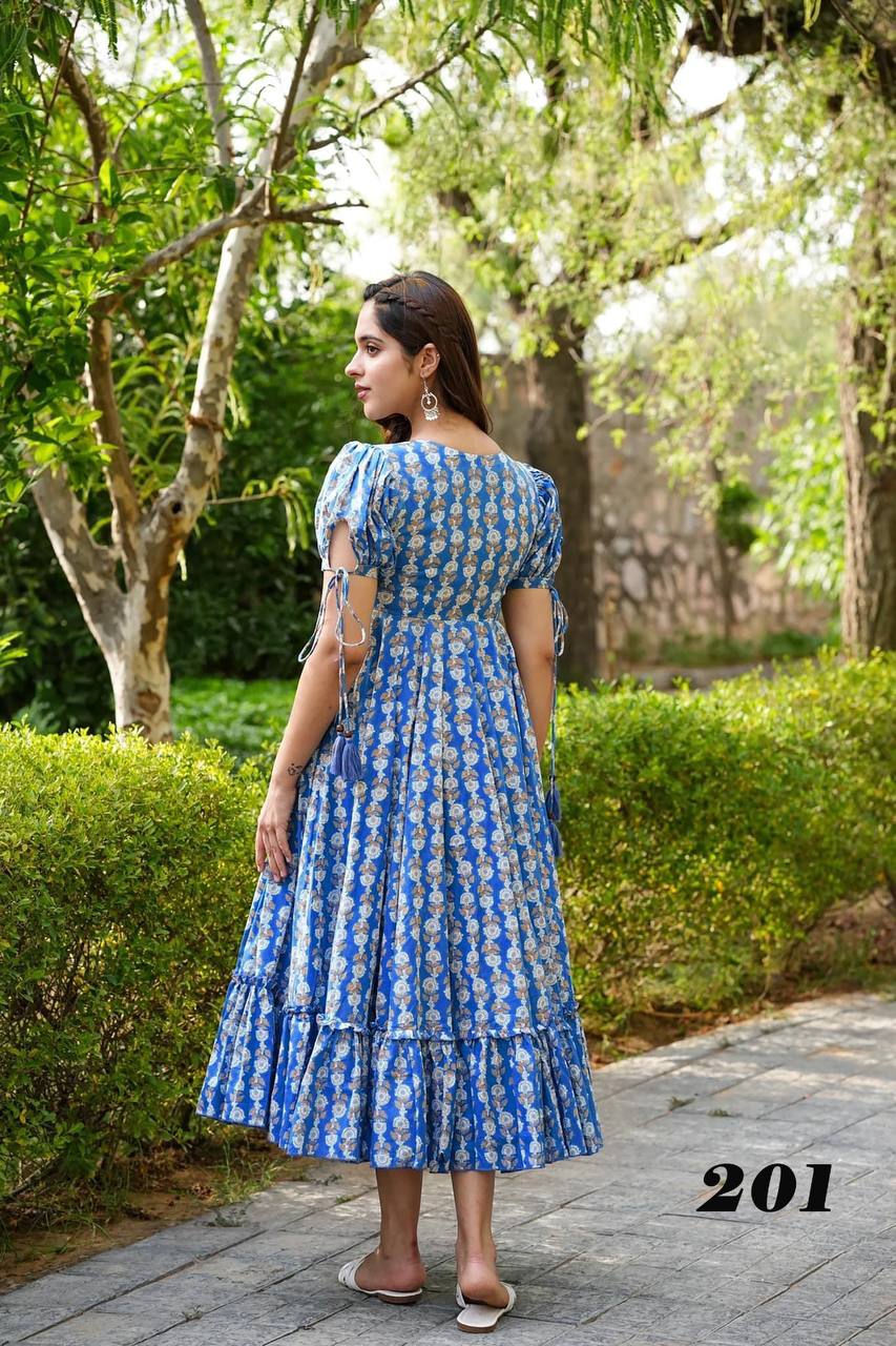 Blue Stunning Beautiful Printed Dress