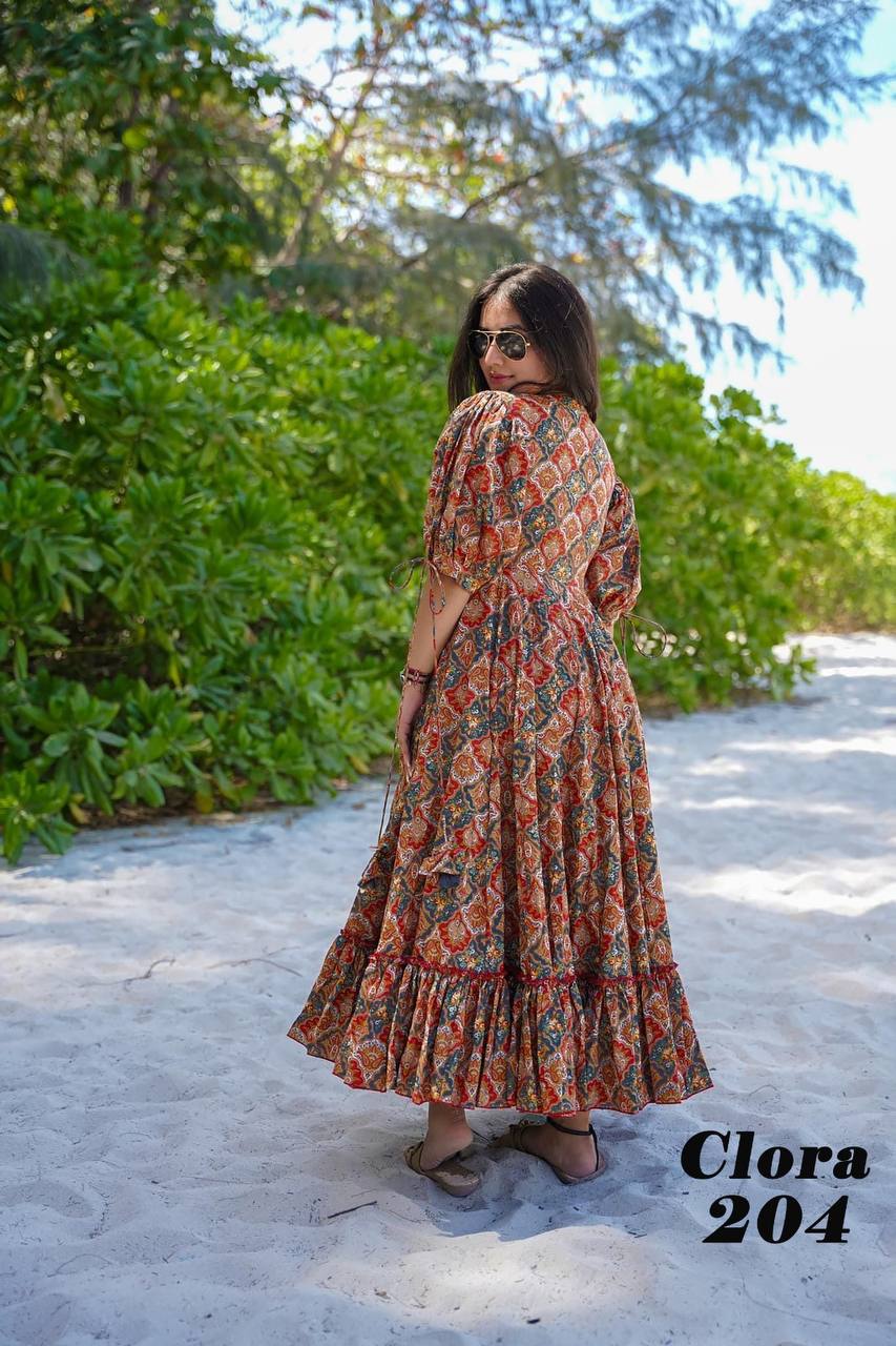 Multicolour Digital Printed Half Inner Dress