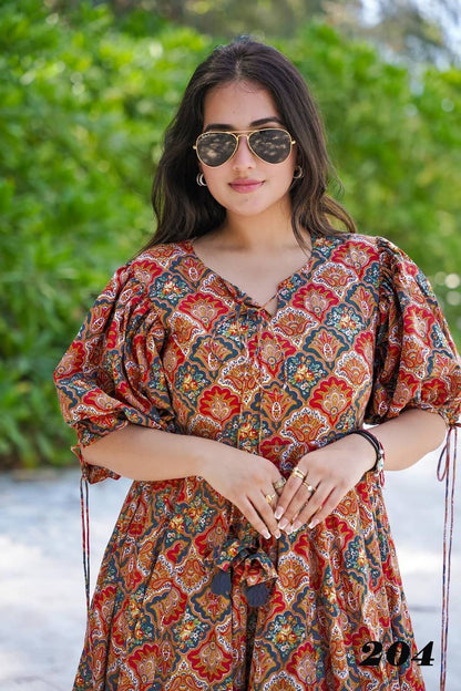 Multicolour Digital Printed Half Inner Dress