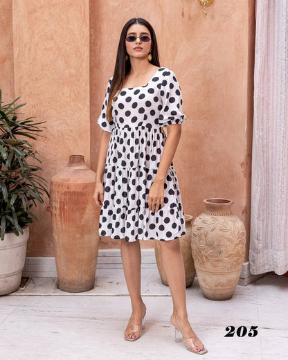 White Exclusive Rayon with Digital Printed Dress