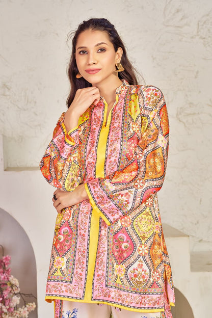 Multicolour Beautiful Printed Western Cord Set