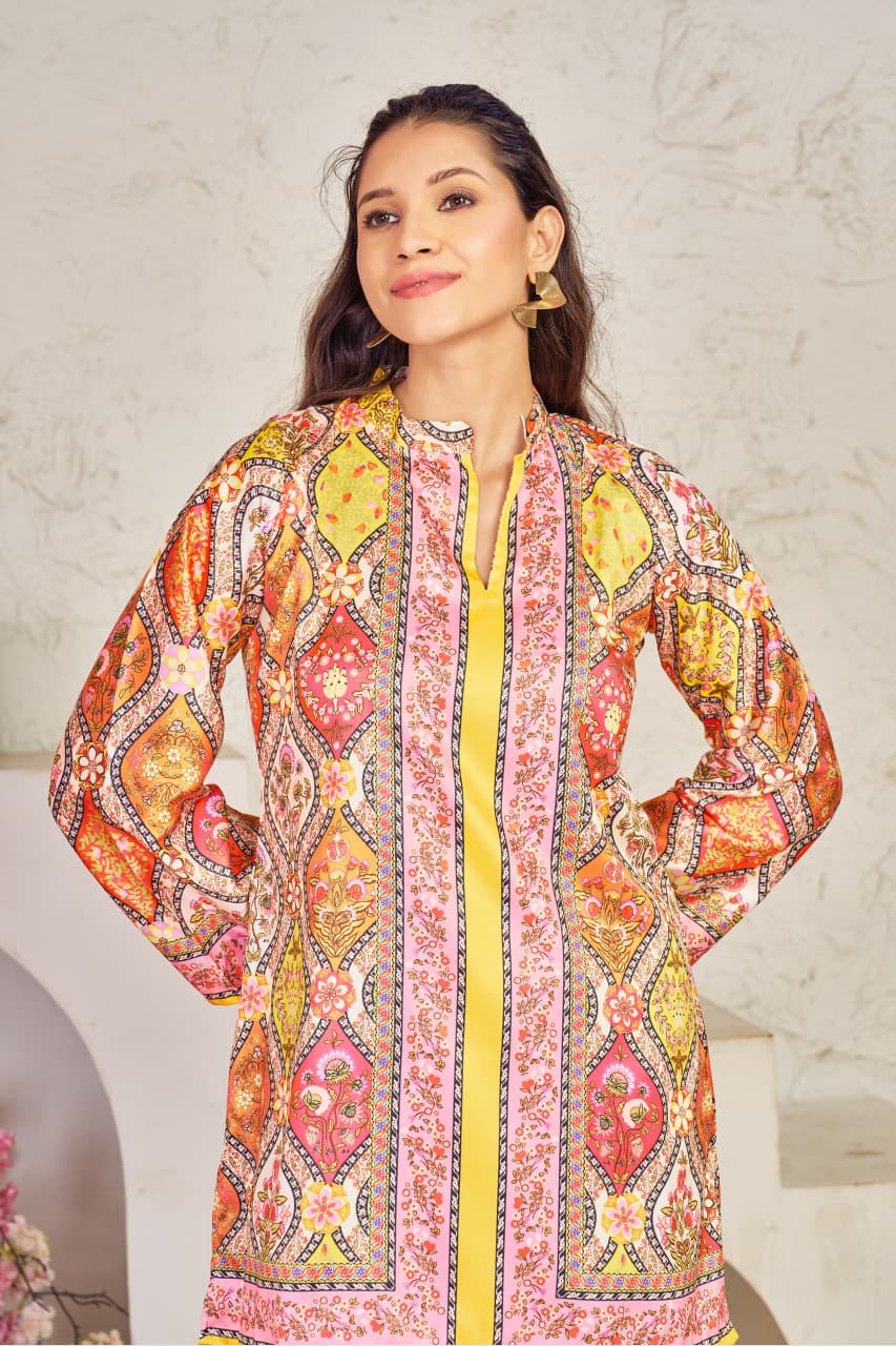 Multicolour Beautiful Printed Western Cord Set