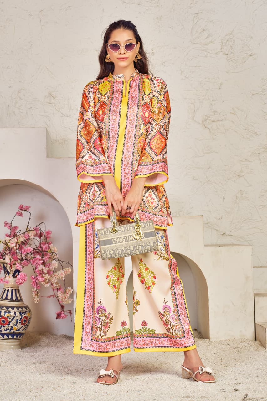 Multicolour Beautiful Printed Western Cord Set