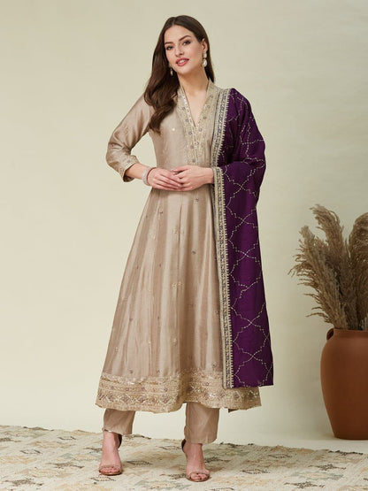 Cream Designer Trending Anarkali Kurti
