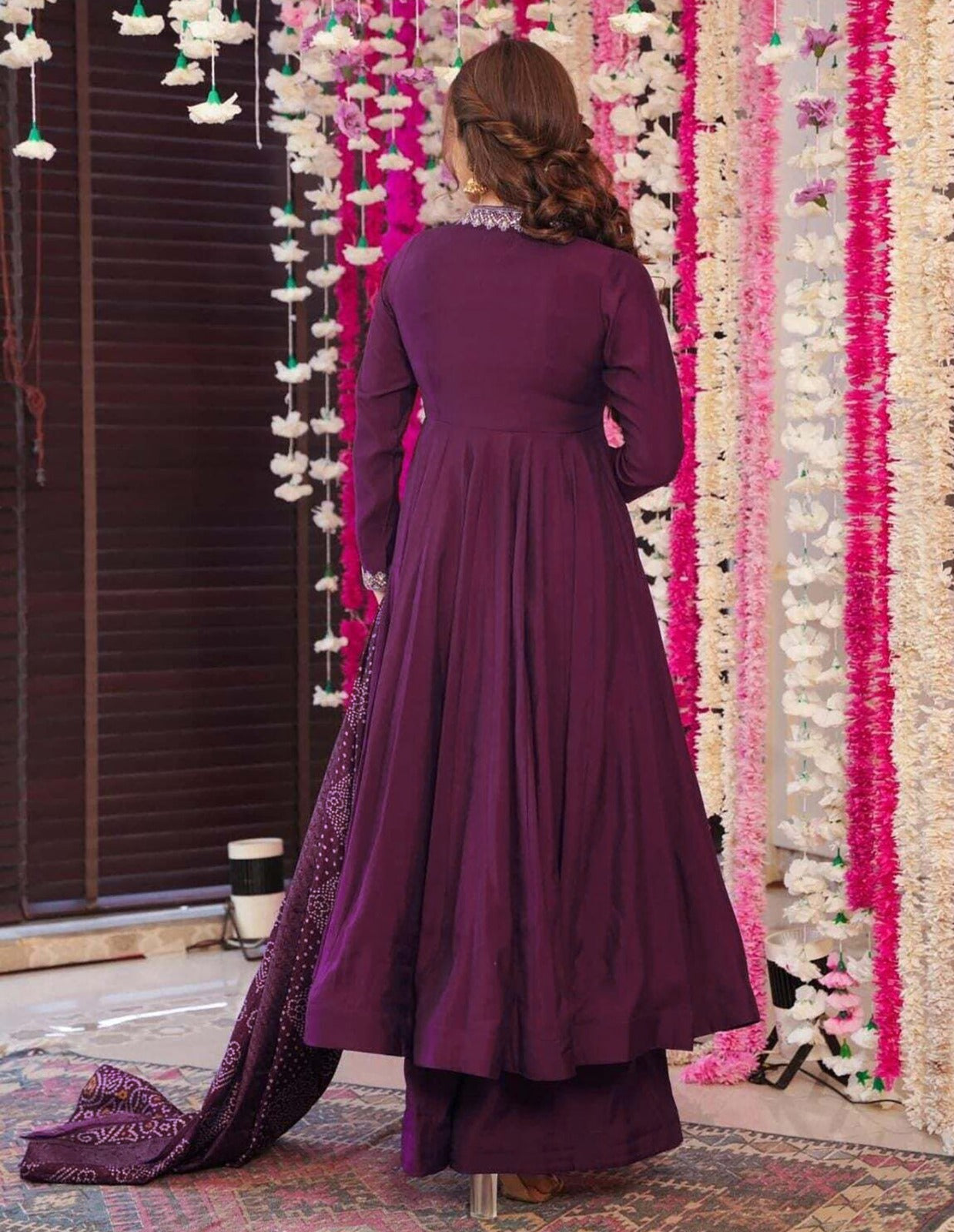 Purple Elegance Vichitra Embroidered Suit