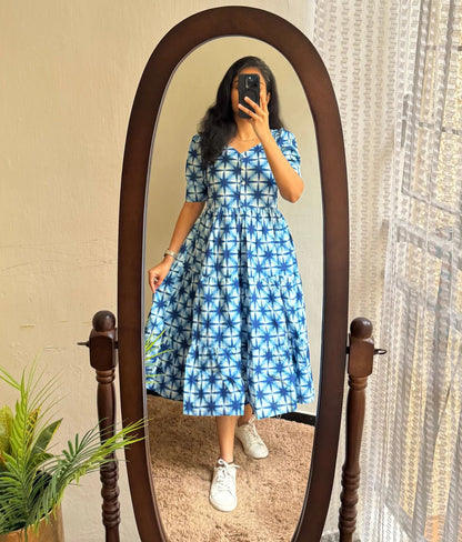 Blue Beautiful Cotton Formal Dress