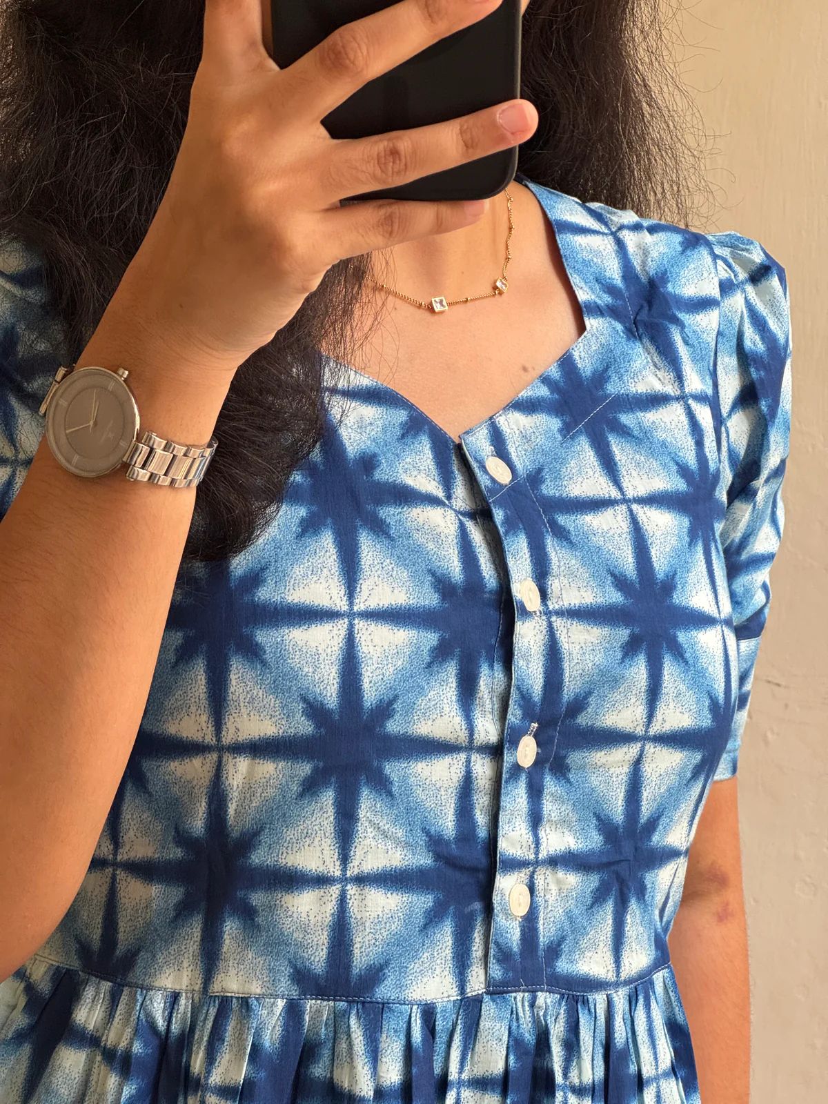 Blue Beautiful Cotton Formal Dress