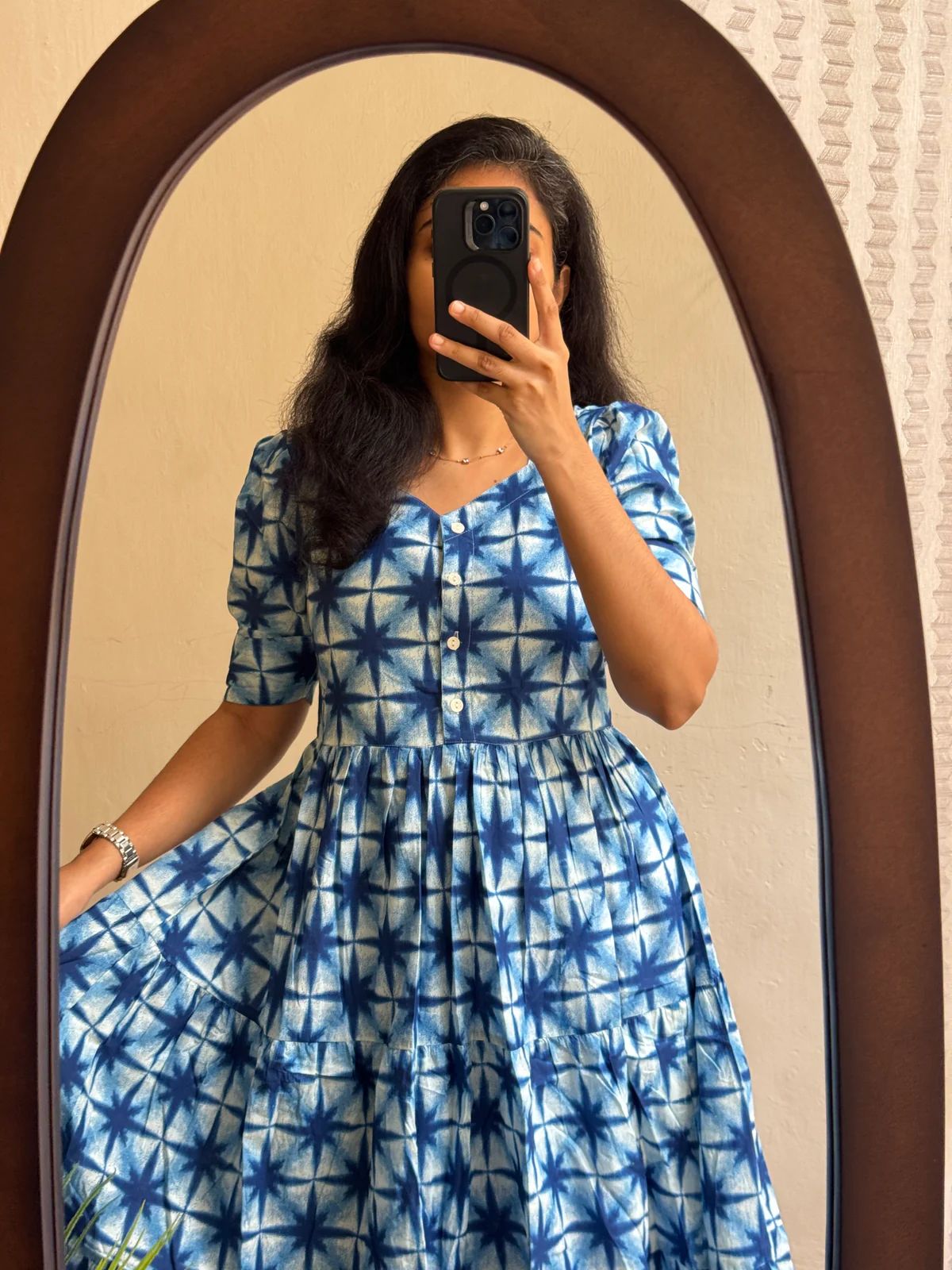 Blue Beautiful Cotton Formal Dress