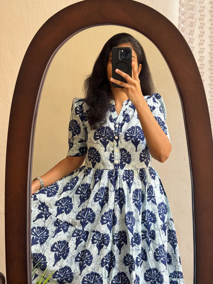 Off White Soft Cotton Lightweight Wester Dress