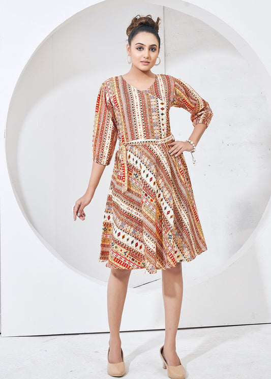 Multicolour Digital Printed Soft Rayon Wester Kurti