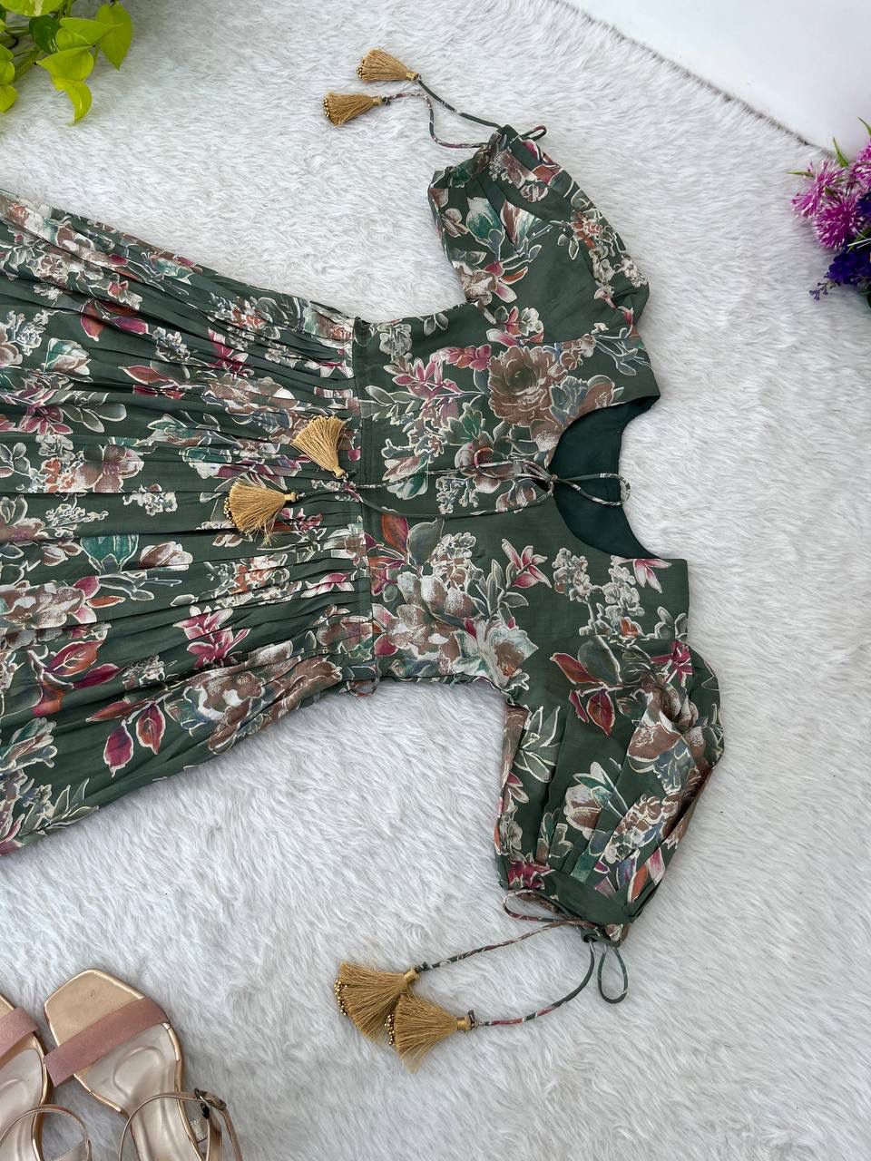 Peach Party Wear LooK Roman Silk Gown