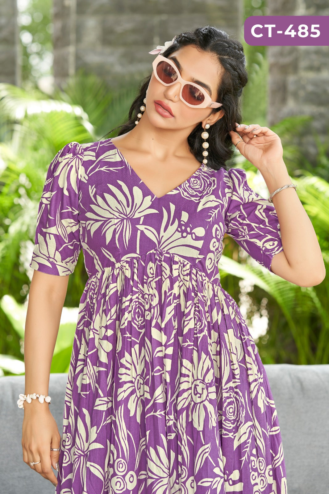 Purple Soft Rayon Printed Gown