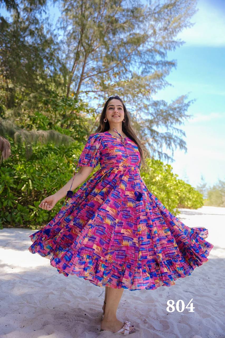 Multi Colored Rayon Digital Printed Westrn Kurti