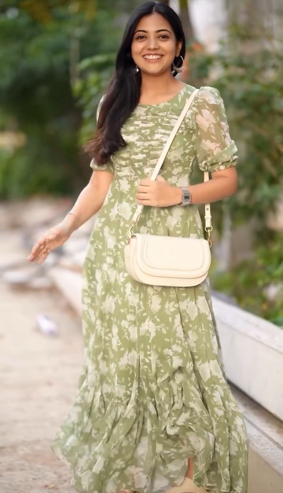 Green Fax Georgette Stunning Look Dress