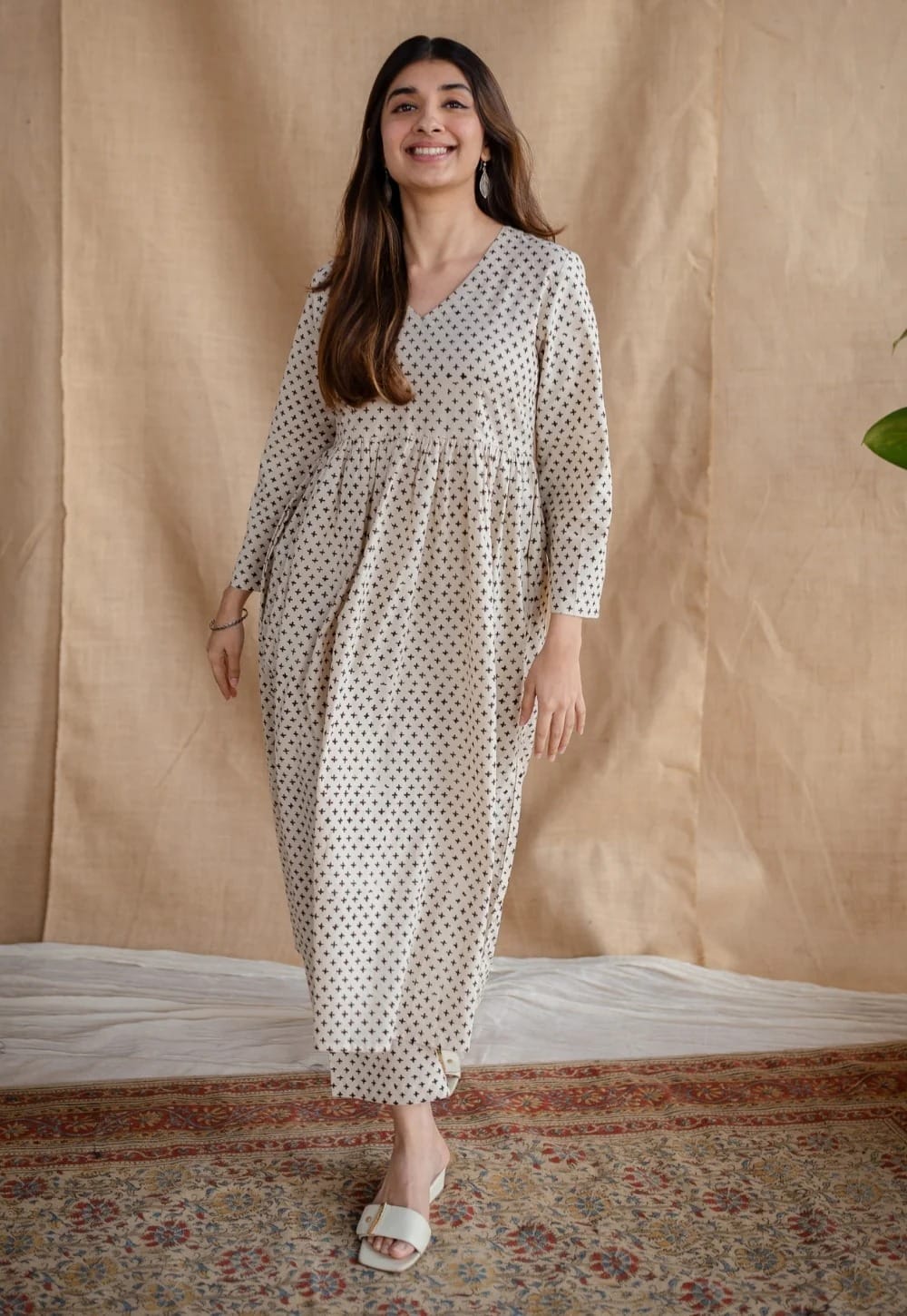 Off White Printed Two-Piece Cord Set