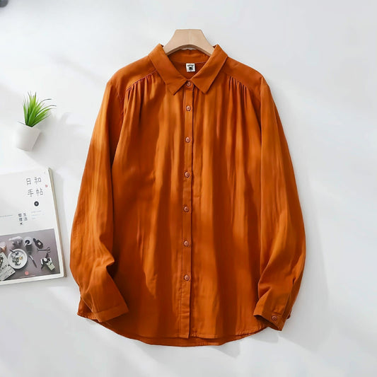 Rust Orange Shiny Texture Shirt