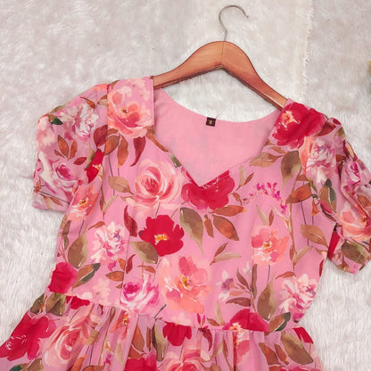 Pink Floral Printed Maxi Dress