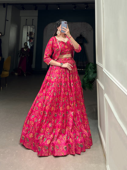 Rangrez Pink Floral Banarasi Lehenga Set