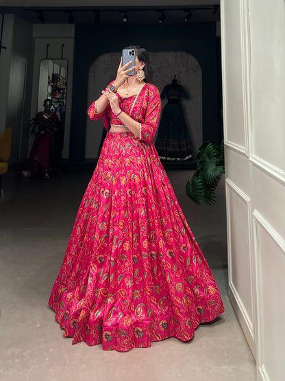Rangrez Pink Floral Banarasi Lehenga Set