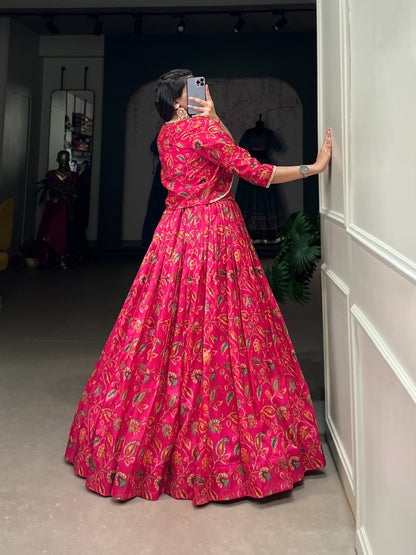 Rangrez Pink Floral Banarasi Lehenga Set